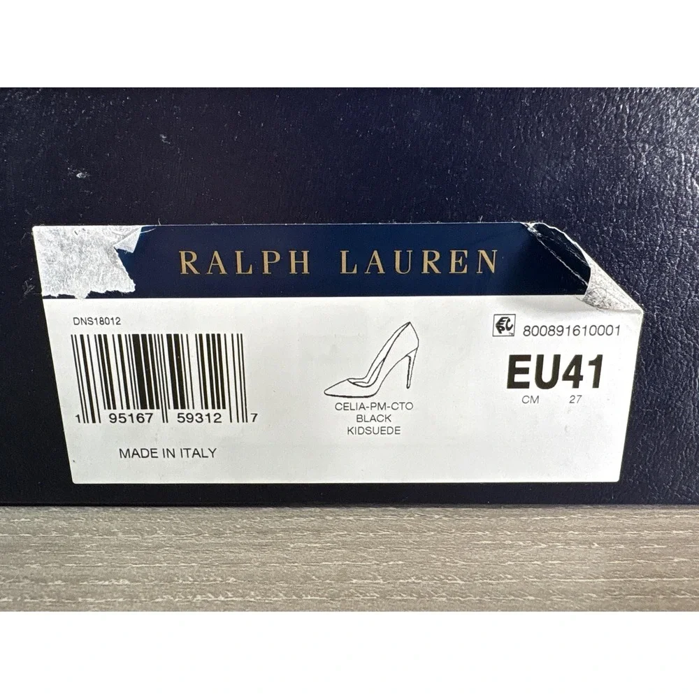 Ralph Lauren Purple Label Black Suede Pointed Toe Pumps Stiletto Heels Italy 41B